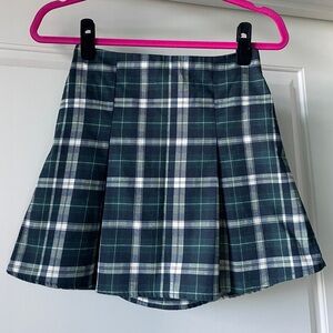 The Hanger Green and White Plaid Mini Skirt
